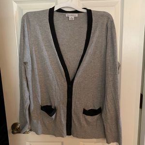 Liz Claiborne Grey Cardigan with Black Trim -